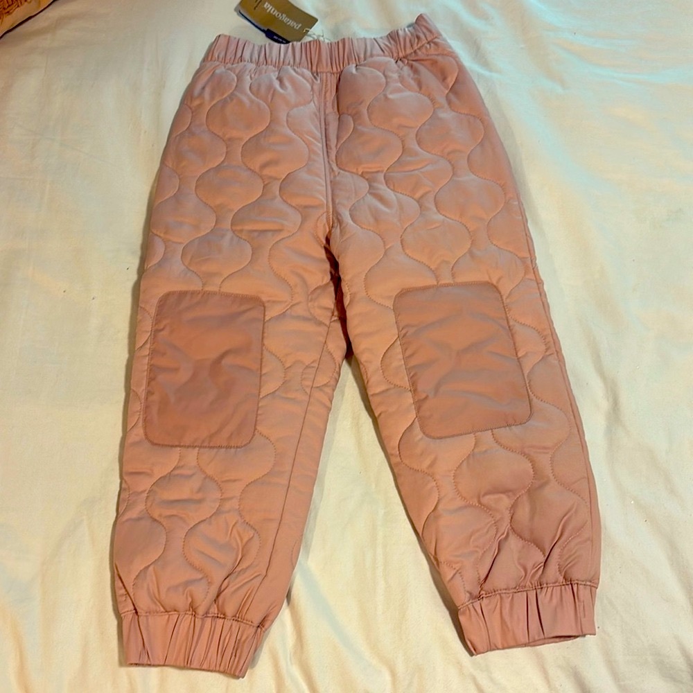 EUC Patagonia little girls pink thermal joggers “Baby quilted puff joggers”, 4T